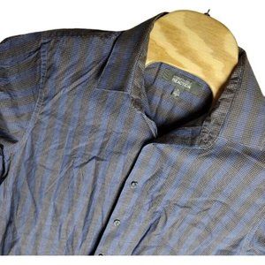 Kenneth Cole Reaction Men's Blue Micro Check Size 16-34/35 Shirt, Wrinkle‎ Free,